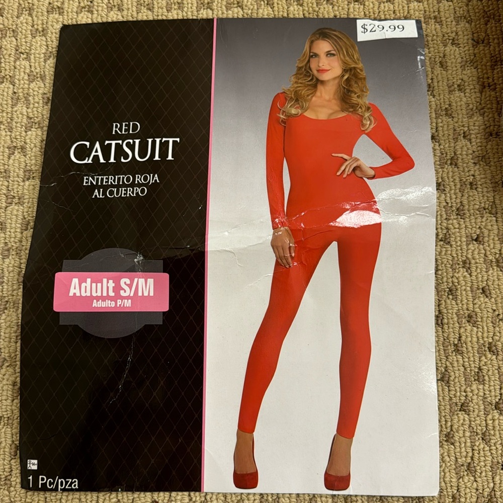 Red catsuit with devil mask, & horns